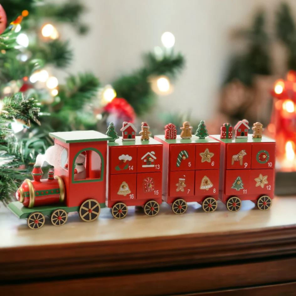 Festive Train Christmas Advent Calendar | Fill Your Own Wooden Calendar - 48cm Advent Calendar - Tophatter Daily Deals