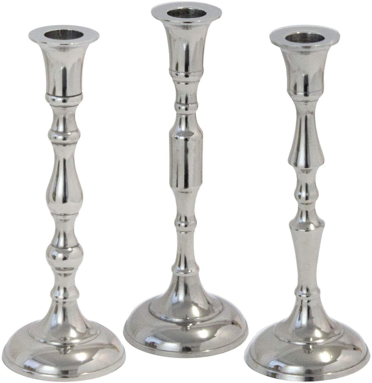 Silver Metal Dinner Table Pillar Candlestick Candle Holder Decoration - Design Varies Candlestick - Tophatter Daily Deals