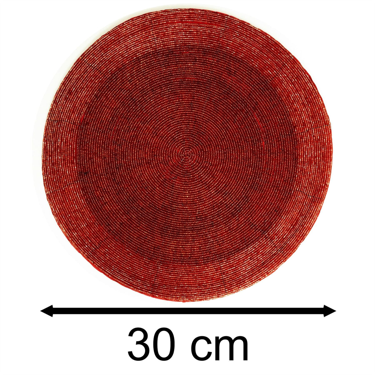Red Beaded Glass Placemat | Round Red Kitchen Dining Table Place Mat - 30cm Placemat - Tophatter Daily Deals