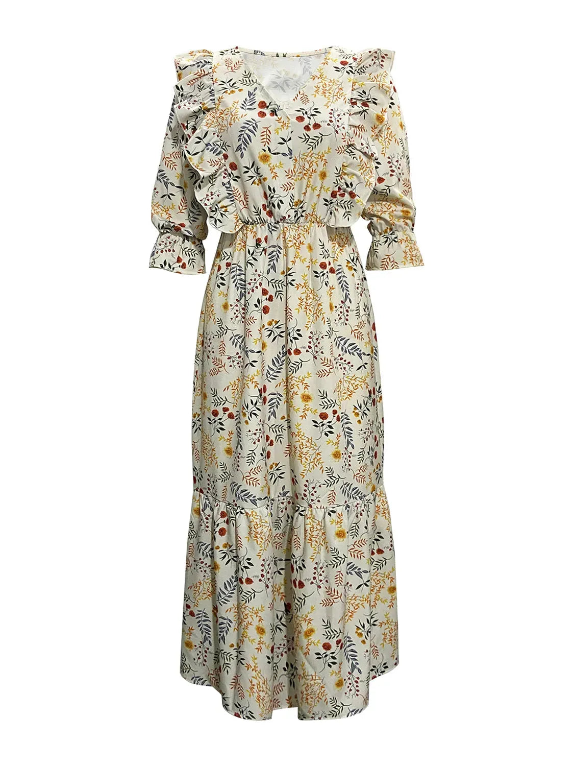 Floral Cutout Flounce Sleeve Dress Casual Dresses - Tophatter Daily Deals