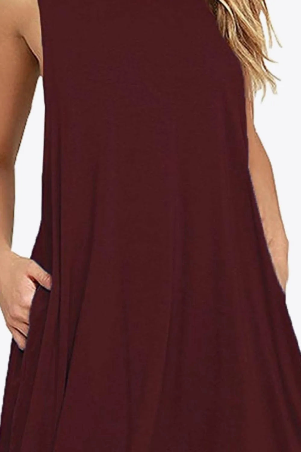 Full Size Round Neck Sleeveless Dress with Pockets Casual Dresses - Tophatter Daily Deals