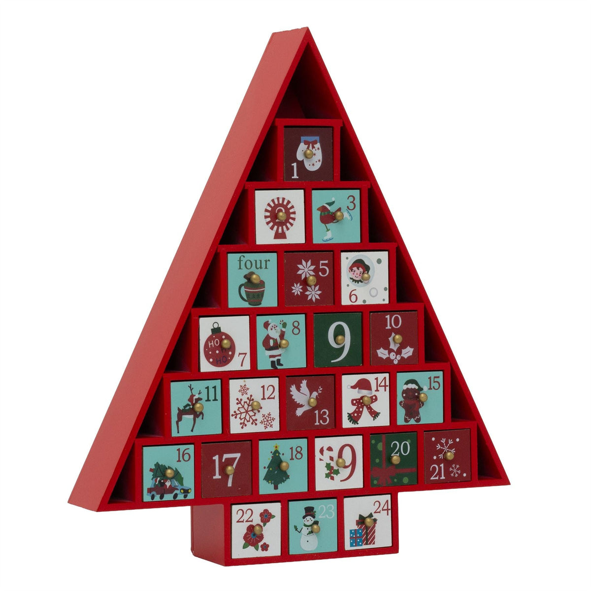 Red Wooden Christmas Tree Advent Calendar | Fill Your Own Advent Calendar Advent Calendar - Tophatter Daily Deals