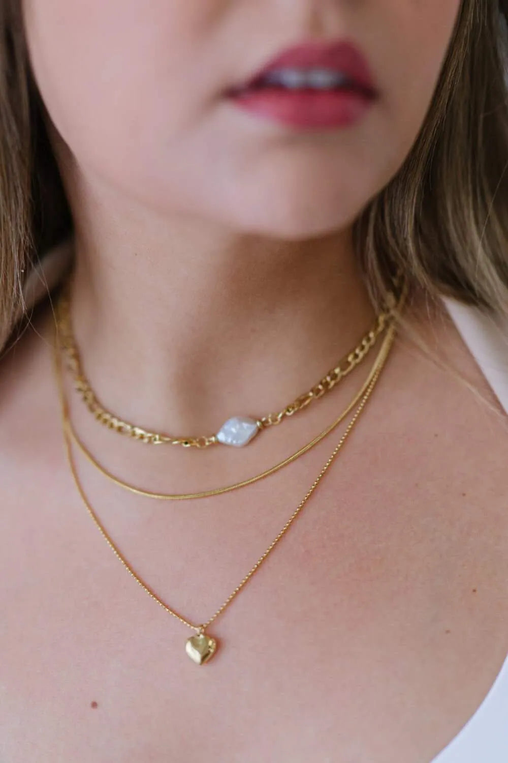 Heartbeat Triple-Layered Heart Pendant Necklace Necklaces - Tophatter Daily Deals