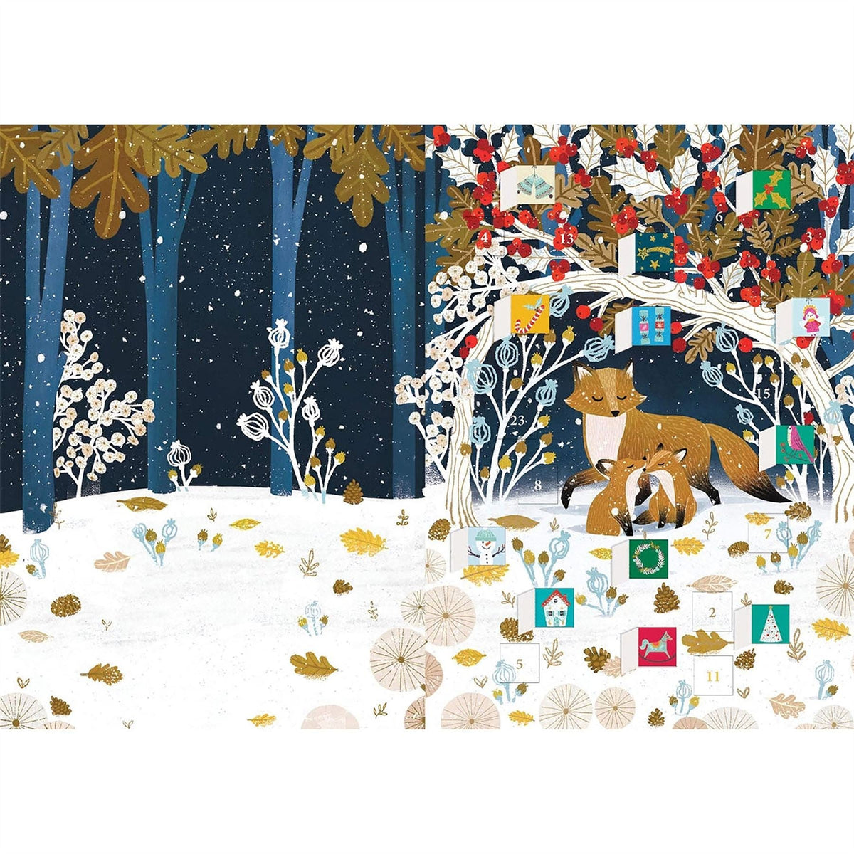 Paw Prints in the Snow Christmas Advent Calendar Greetings Card, Fox Advent Card Advent Calendar - Tophatter Daily Deals
