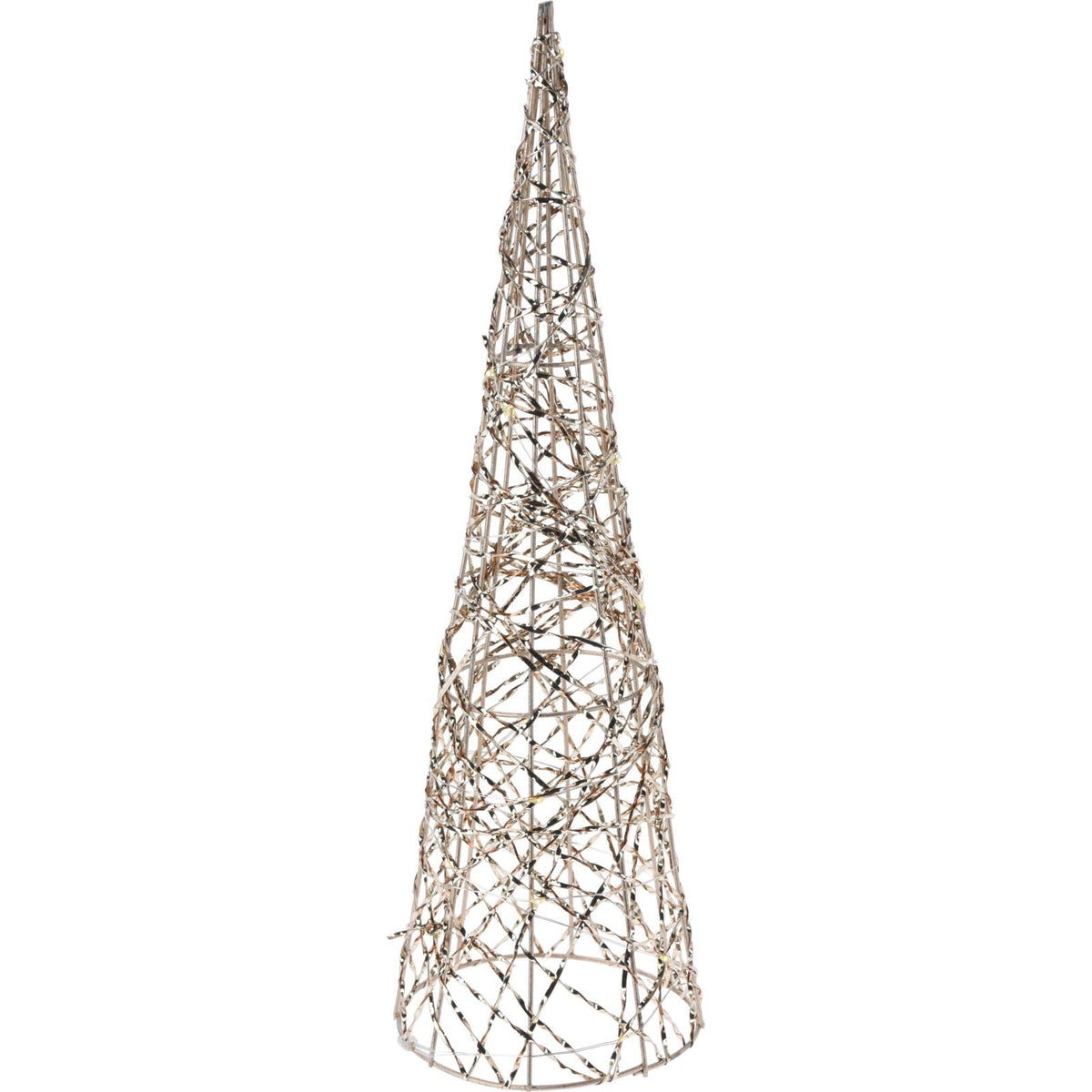 Gold Cone LED Christmas Tree | Warm White LED Pre-Lit Tree with Timer - 40cm Ornament - Tophatter Daily Deals
