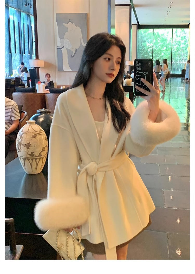 Warm Women’s Long Coat - Shawl Collar, Wool, For Winter 3D Changing Face Moving Picture Frame - Tophatter Daily Deals