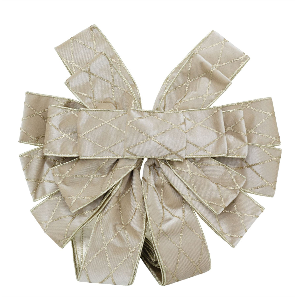 Champagne Gold Tree Top Bow with Long Streamer | Fabric Christmas Tree Topper Tree Decoration - Tophatter Daily Deals