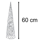 Silver Cone LED Christmas Tree | Warm White Pre-lit Light-Up Tree Cone - 60cm LED Light - Tophatter Daily Deals
