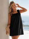 Full Size Frill Pocketed Square Neck Wide Strap Dress Black Casual Dresses - Tophatter Daily Deals