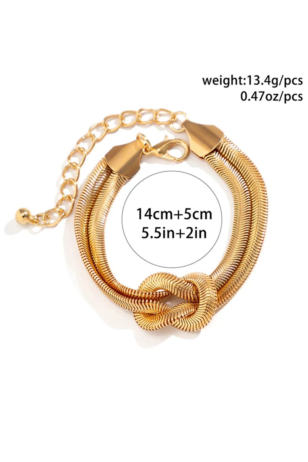Gold Knotted Snake Bone Chain Adjustable Bracelet Bracelets - Tophatter Daily Deals