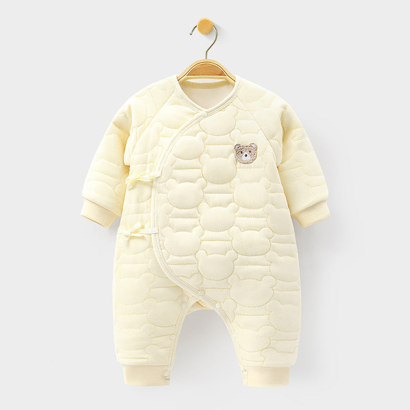 Baby Onesie Baby Warm Clip Cotton Thin Cotton Butterfly Clothes Ha Clothes Climbing Suit Yellow 0 - Tophatter Daily Deals