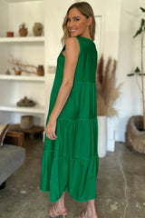 V-Neck Sleeveless Midi Tiered Dress Casual Dresses - Tophatter Daily Deals