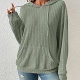 Soft Relaxed Women's Hooded Pullover - Ribbed Knit, Casual Green 3D Changing Face Moving Picture Frame - Tophatter Daily Deals