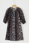 Leopard Button Up Half Sleeve Mini Dress Casual Dresses - Tophatter Daily Deals