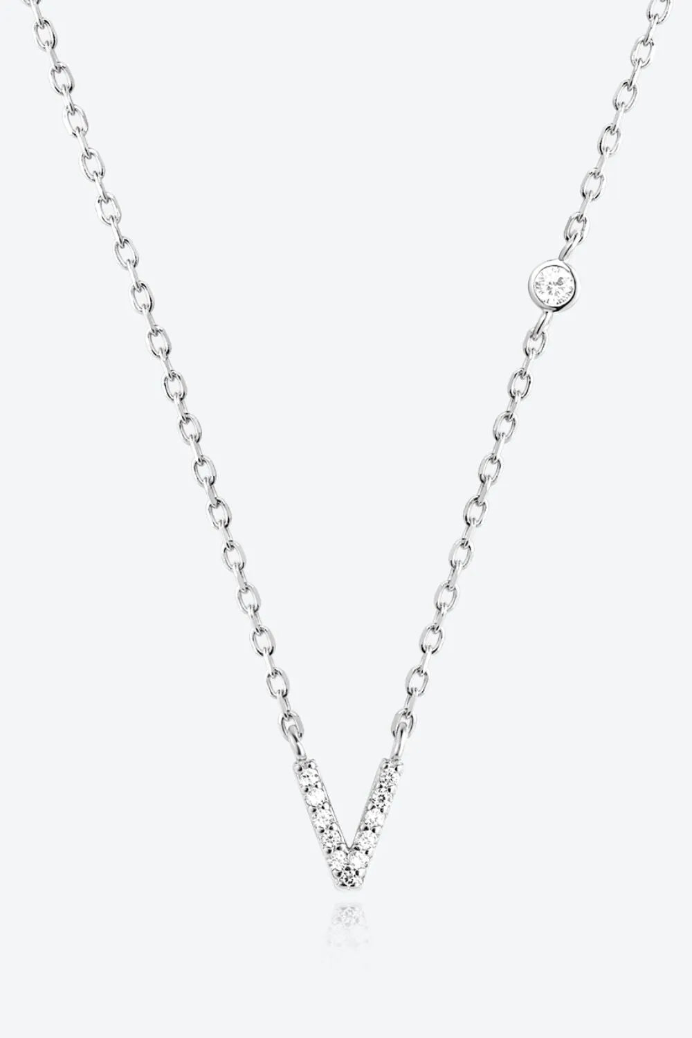V To Z Zircon 925 Sterling Silver Necklace V Silver One Size Necklaces - Tophatter Daily Deals