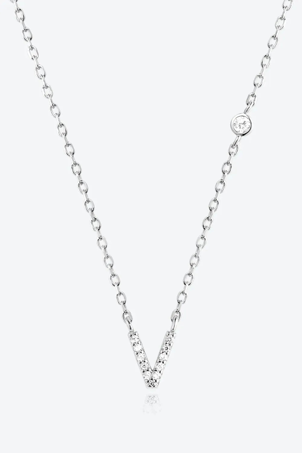 V To Z Zircon 925 Sterling Silver Necklace V Silver One Size Necklaces - Tophatter Daily Deals