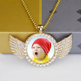 Angel Wings Medallions Custom Photo Pendant Necklace For Men Hip Hop Jewelry Iced Out Pendant Custom Engraved Name Memory Gift 7 - Tophatter Daily Deals