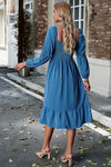 Square Neck Balloon Sleeve Midi Dress Casual Dresses - Tophatter Daily Deals