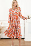 Floral Notched Neck Long Sleeve Dress - Tophatter Deals and Online Shopping - Electronics, Jewelry, Beauty, Health, Gadgets, Fashion - Tophatter's Discounts & Offers - tophatters - tophatters.co