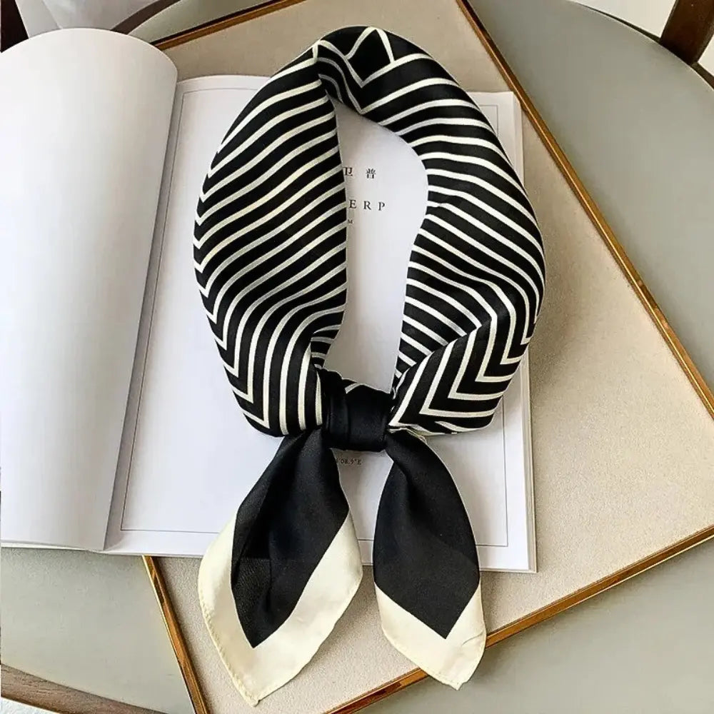 Soft Versatile Women's Silk Scarf - Narrow, Everyday Wear Black One Size - Tophatter Daily Deals