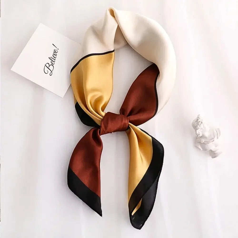 Soft Versatile Women's Silk Scarf - Narrow, Everyday Wear Brown One Size - Tophatter Daily Deals