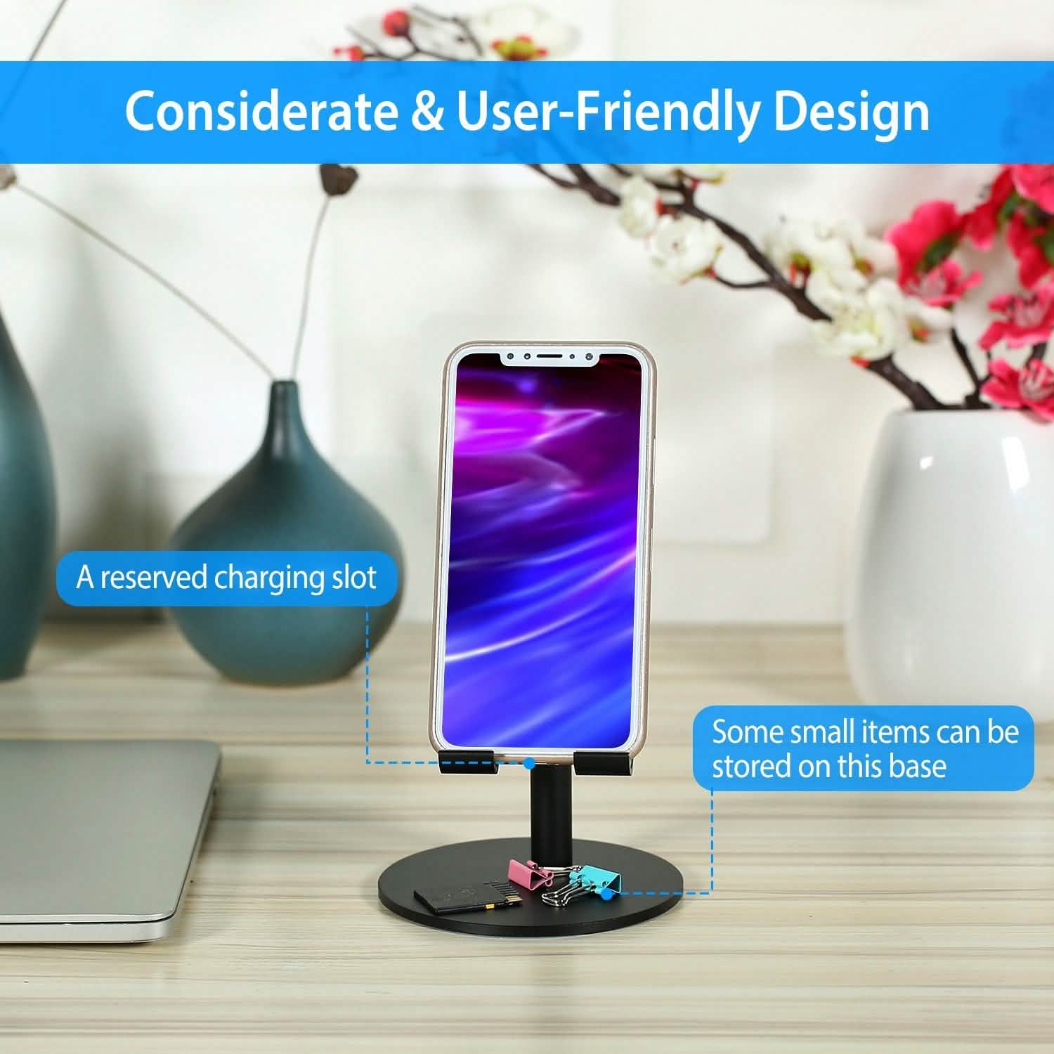 Cellphone Stand Universal No-Slip Aluminum Alloy Thick Case Friendly Mobile Accessories - Tophatter Daily Deals
