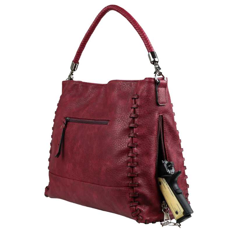 Lily Conceal Carry Tote Burgundy Handgun Purses - Tophatter Daily Deals