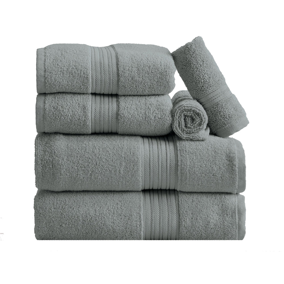 Cotton Terry Bath Towel Set - Cooper Collection 6 Piece Set Steel Blue Bath - Tophatter Daily Deals