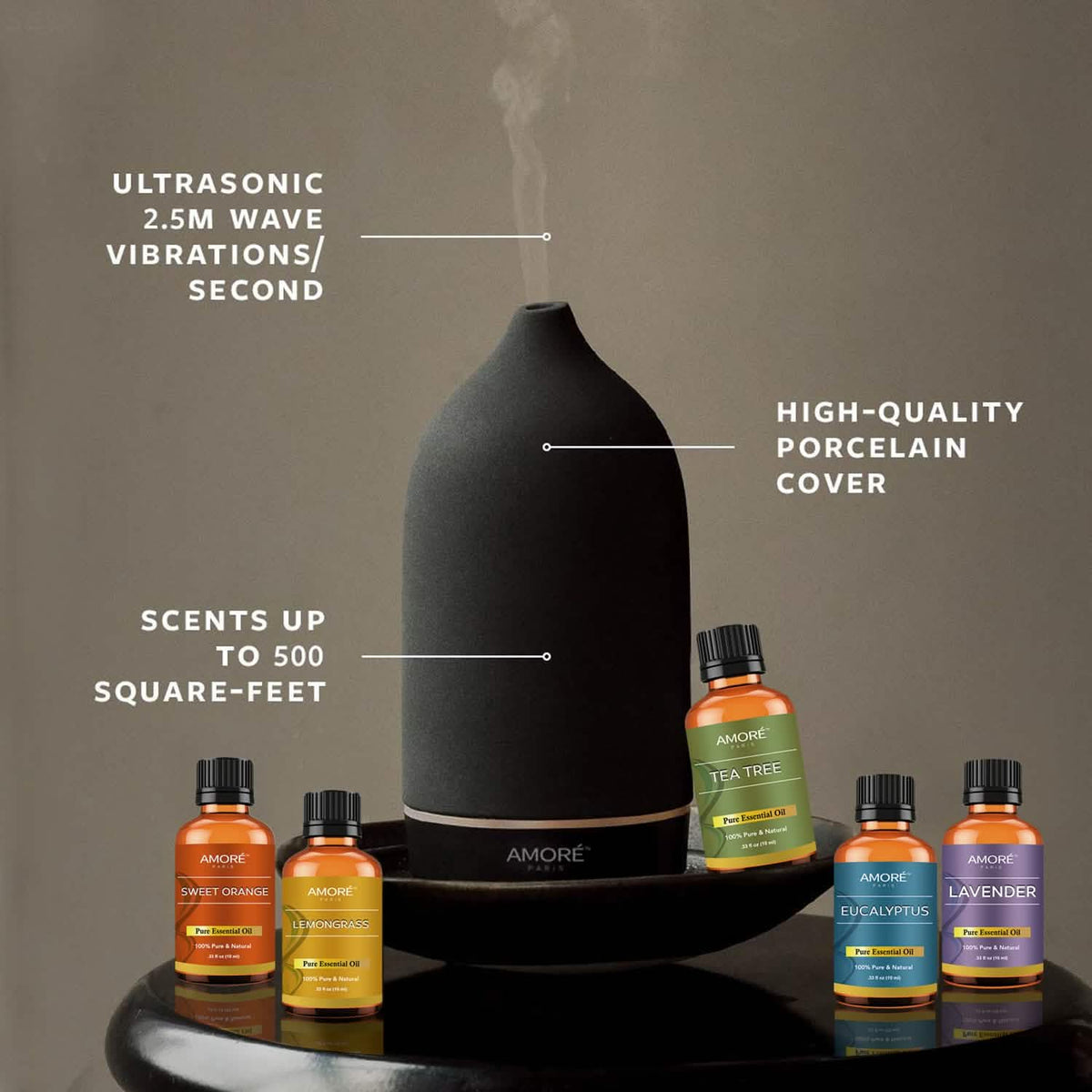 Ceramic Ultrasonic Aromatherapy Essential Oil Diffuser Health & Wellness - Tophatter Daily Deals