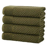 Cotton Diamond Waffle Weave Bath Towel Set - Grayson Collection Bath Towel (Pack of 4) Olive Bath - Tophatter Daily Deals