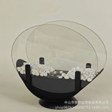 Alcohol Fireplace Lamp Indoor Real Fire Heating Atmosphere Desktop Oval Oval Black White Stone 0 - Tophatter Daily Deals