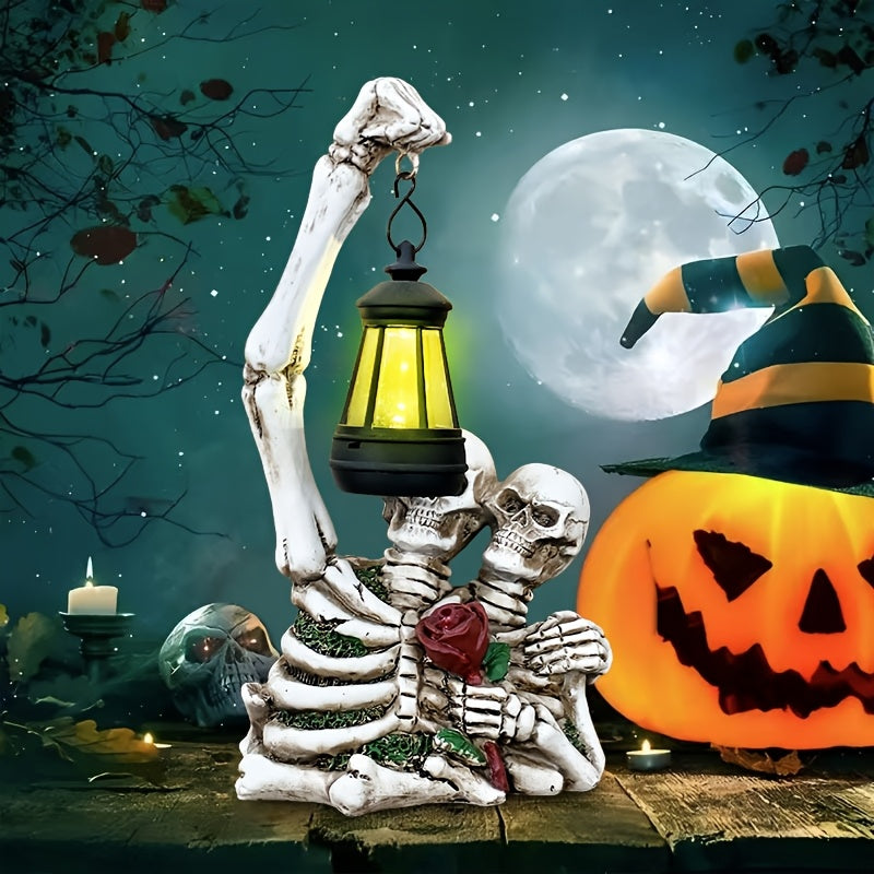 Solar Couple Skull Lantern Statue Halloween - Tophatter Daily Deals