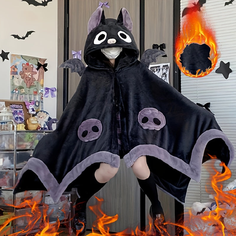 Bat Hooded Wearable Blanket with Detachable Nose Halloween - Tophatter Daily Deals