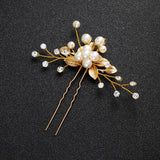 Bridal Jewelry Headdress Handmade Pearl U-shaped Head Flower Hairpin Gold 0 - Tophatter Daily Deals