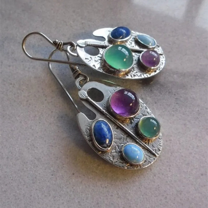 Bohemian New Personalized Multicolor Gemstone Earrings Alloy Earring 0 - Tophatter Daily Deals
