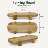 Mango Wood Serving Platter, Natural Raised Cheese Board with Feet 35 x 18 cm Serving Board - Tophatter Daily Deals