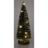 LED Bottle Brush Christmas Tree | Snowy Green Pine Christmas Village Tree 30cm LED Light - Tophatter Daily Deals