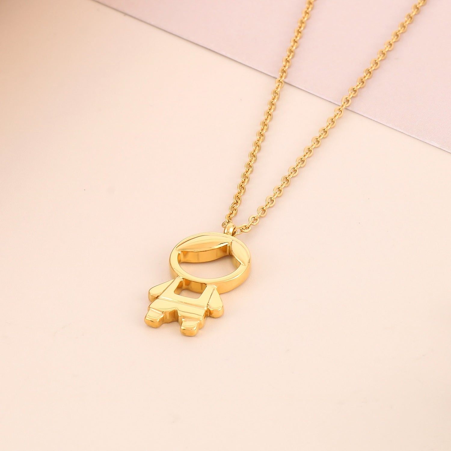 Pendant Rhinestone Stainless Steel Necklace Gold Boy One Size Necklaces - Tophatter Daily Deals