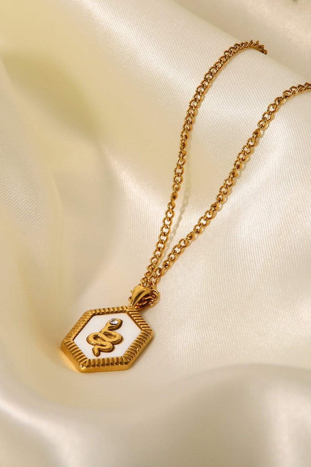 18K Gold Plated Snake Geometric Pendant Necklace Necklaces - Tophatter Daily Deals