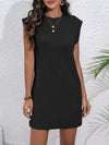 Round Neck Cap Sleeve Mini Dress Black Casual Dresses - Tophatter Daily Deals