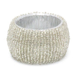 Set Of 4 Silver Glass Napkin Holder | Chic Beaded Napkin Rings | Ring Holder Dinner Table Set Napkin Rings - Tophatter Daily Deals