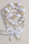 White Bowknot Heart Pearl Beaded Bracelet Set Bracelets - Tophatter Daily Deals