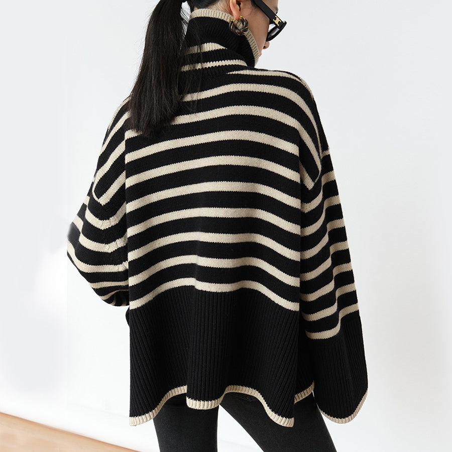 Oversized Women Turtleneck Sweater - Slit Knit, Warm 3D Changing Face Moving Picture Frame - Tophatter Daily Deals