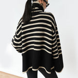 Oversized Women Turtleneck Sweater - Slit Knit, Warm 3D Changing Face Moving Picture Frame - Tophatter Daily Deals