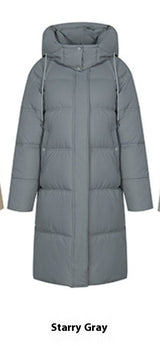 Insulating Women’s Long Puffer Coat - Hooded Quilted Winter Starry Sky Gray 3D Changing Face Moving Picture Frame - Tophatter Daily Deals