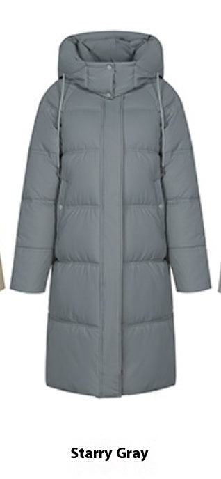 Insulating Women’s Long Puffer Coat - Hooded Quilted Winter Starry Sky Gray 3D Changing Face Moving Picture Frame - Tophatter Daily Deals