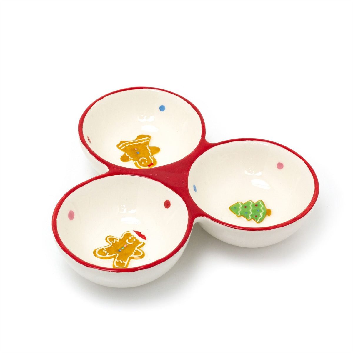 3 Compartment Christmas Gingerbread Serving Platter | Christmas Snack Bowls Plate - Tophatter Daily Deals