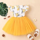 Baby Girl Printed Mesh Sweet And Cute Flying Sleeve Dress Children's Clothes Summer Skirt 0 - Tophatter Daily Deals