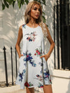 Printed Round Neck Sleeveless Dress with Pockets Eggshell Casual Dresses - Tophatter Daily Deals