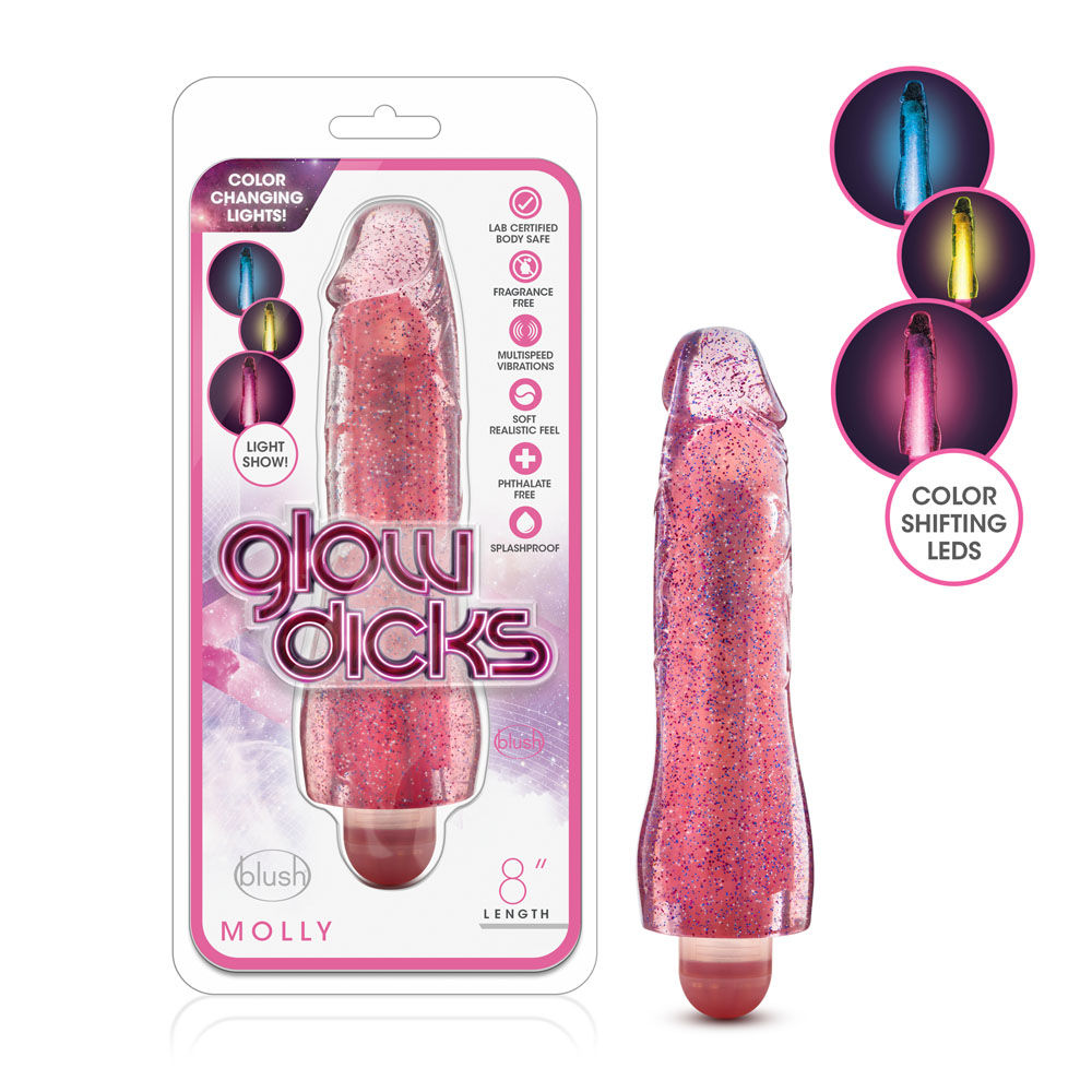 Molly Glitter Realistic Vibrator with Multi-Speed Pink Glow > Vibrators > Realistic Vibrators - Tophatter Daily Deals